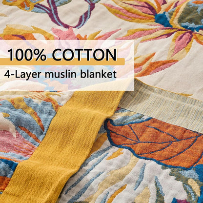 Boho Throw Blanket for Bed, Sofa,Cozy Warm Lightweight Fall Throw Blankets,100% Woven Cotton