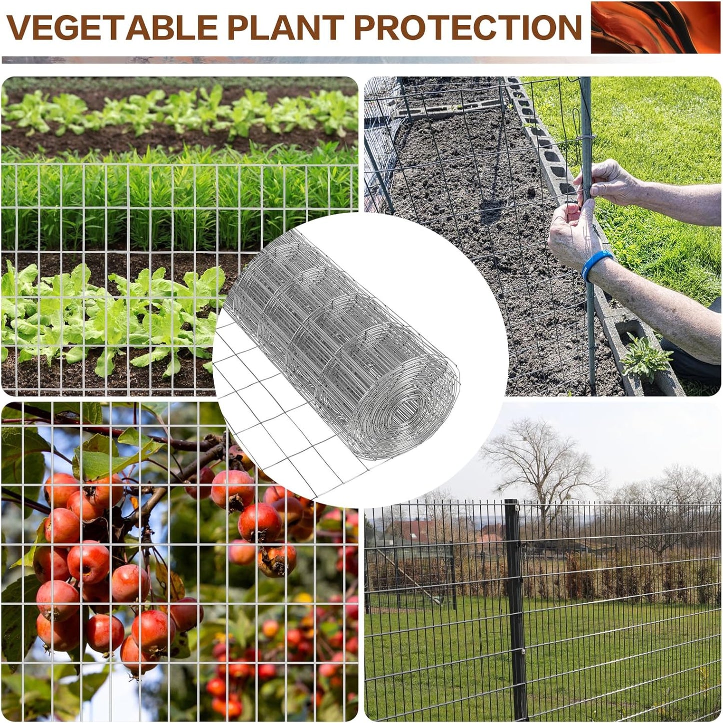 Tongmo 2 ft x 100 ft Galvanized Welded Wire Fence, 16GA Garden Chicken Wire Fence Roll, Mesh Size