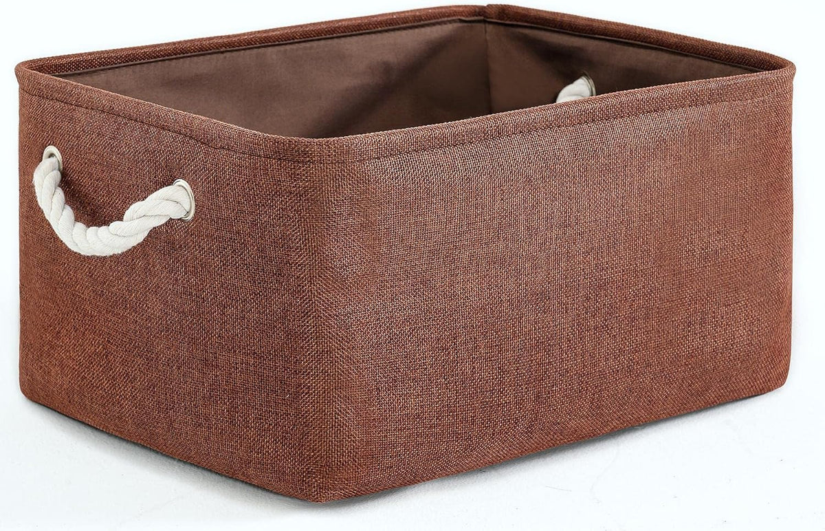 TheWarmHome Decorative Basket Rectangular Fabric Storage Bin Organizer Basket with Handles for