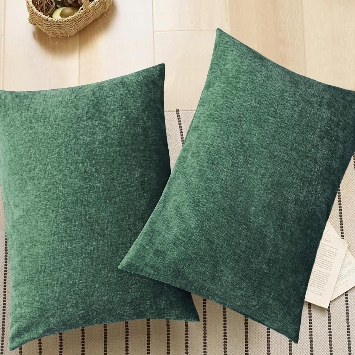 CaliTime Throw Pillow Covers Decorative 20 X 26 Inches Pack of 2 Cozy Chenille Standard Pillow