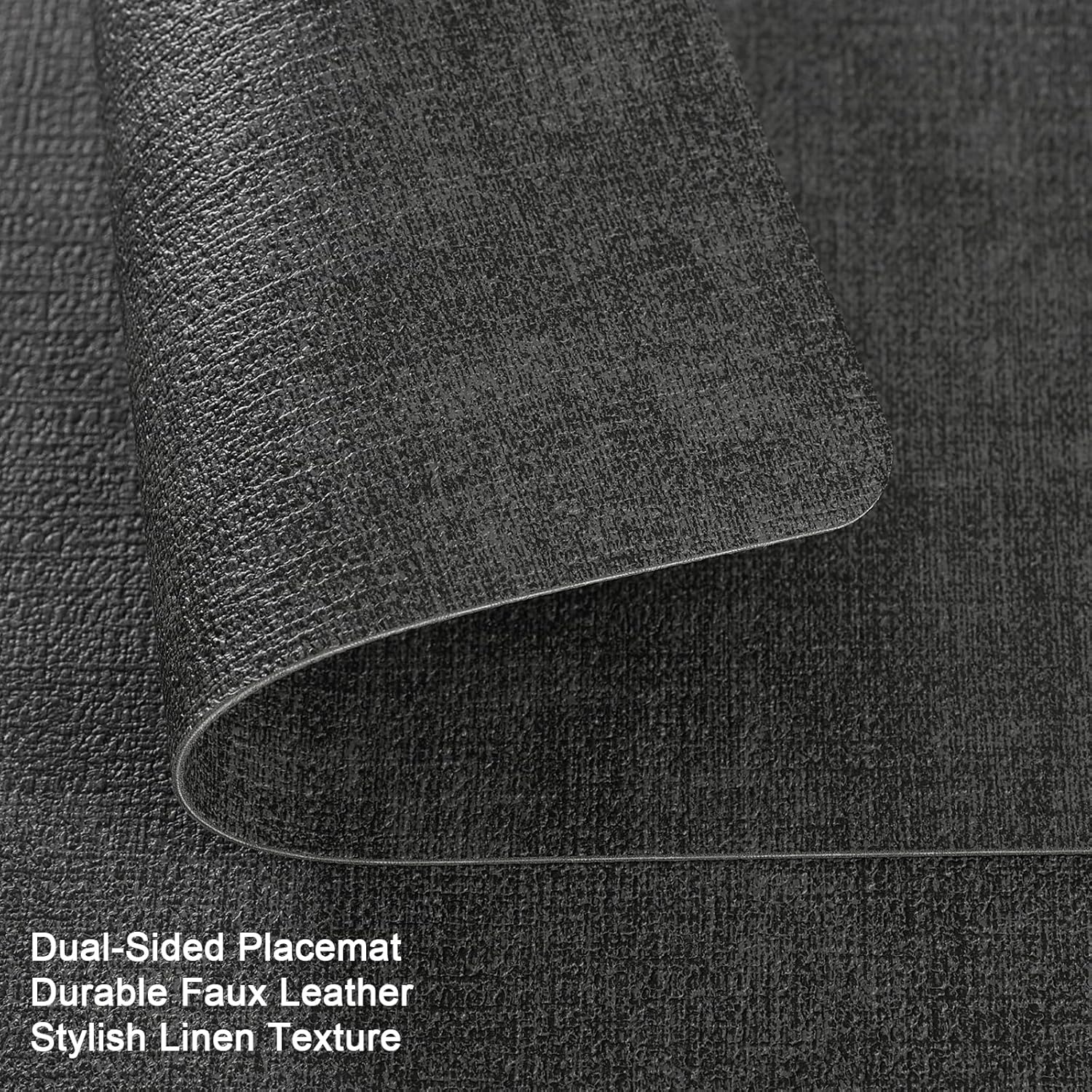Myir JUN Placemats Dual Sided, Faux Leather Place Mats Set of 8 Indoor Placemats for Dining Table