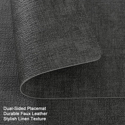 Myir JUN Placemats Dual Sided, Faux Leather Place Mats Set of 6 Indoor for Dining Table Outdoor