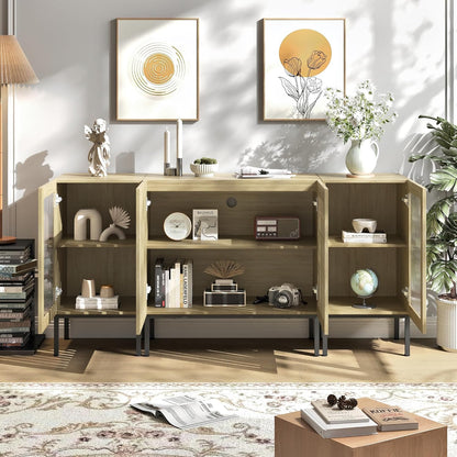 Farmhouse TV Stand for TVs up to 70 Inch, Entertainment Center TV Console with Storage Cabinets and