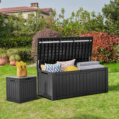 YITAHOME 120 Gallon Large Deck Box, Resin Outdoor Storage Box for Outdoor Pillows, Garden Tools and