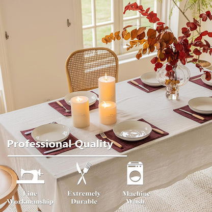 Home Brilliant Red Placemats Set of 4 Cloth Placemat for Holiday Heat Resistant Dining Table Mats