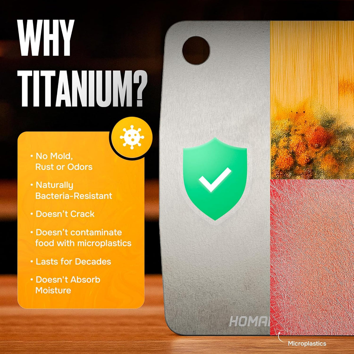 Titanium Cutting Board – Pure Titanium Chopping Board for Kitchen – Non-Toxic, Microplastic-Free
