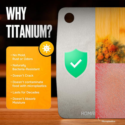 Titanium Cutting Board – Pure Titanium Chopping Board for Kitchen – Non-Toxic, Microplastic-Free