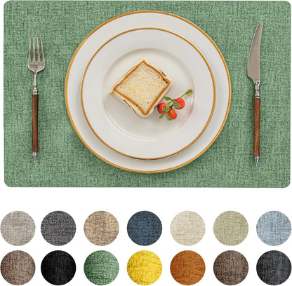 Romanstile Vinyl Placemats Set of 8-12 X 18 Inch - Heat Resistant Place Mats 100% Waterproof