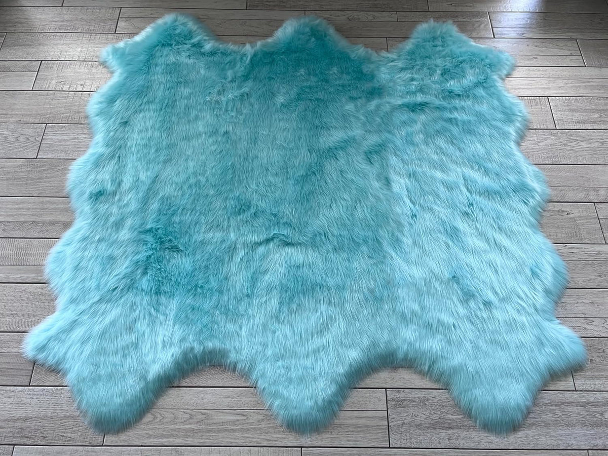 LAMBZY Faux Sheepskin Super Soft Hypoallergenic Free Shape Silky Shag Rug, Luxury Shaggy Plush