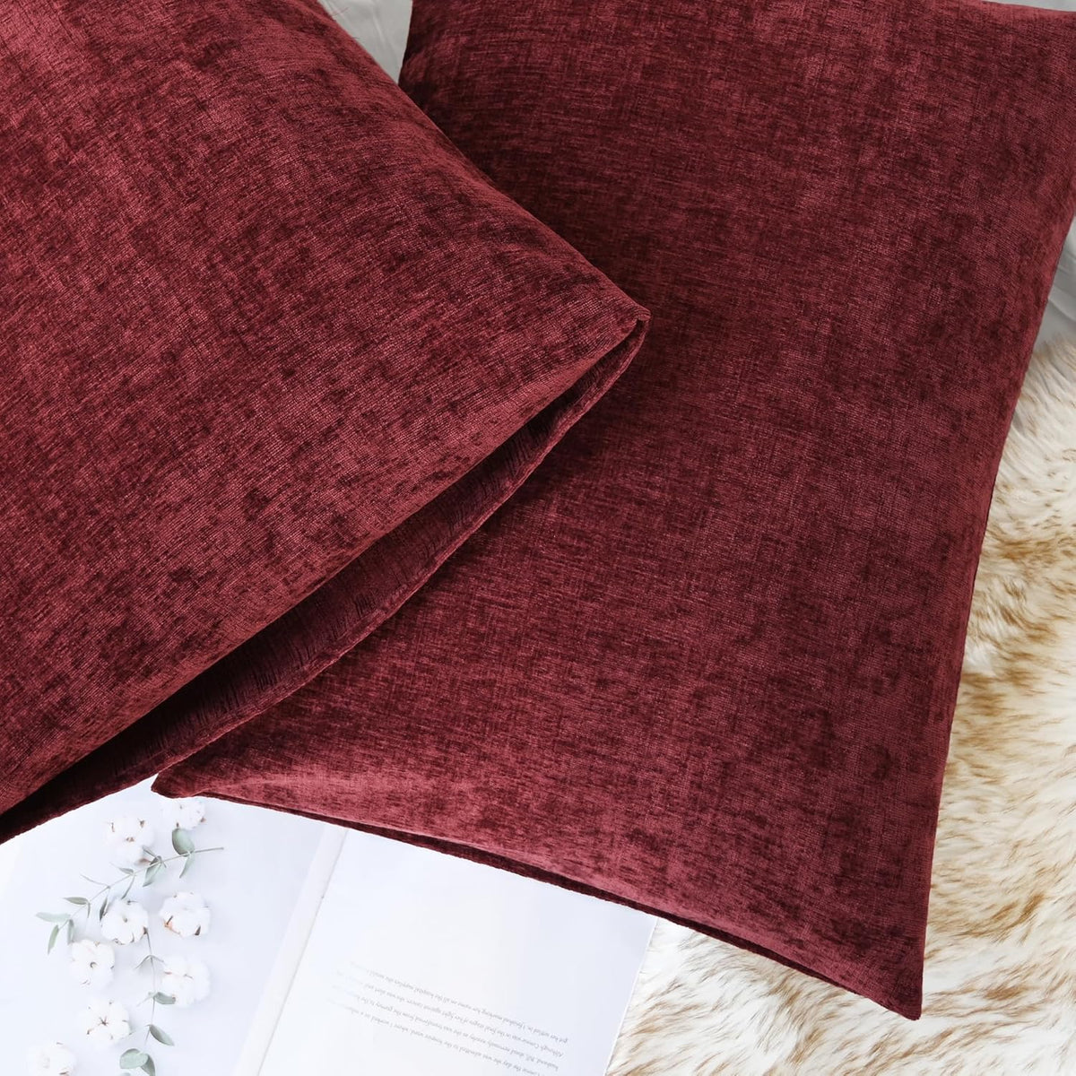 CaliTime Throw Pillow Covers Decorative 20 X 26 Inches Pack of 2 Cozy Chenille Standard Pillow