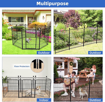 ADAVIN Tall Garden Fence, 48 in(H) 10 Panels Heavy Duty Iron Metal Animal Barrier Fence, Indoor or