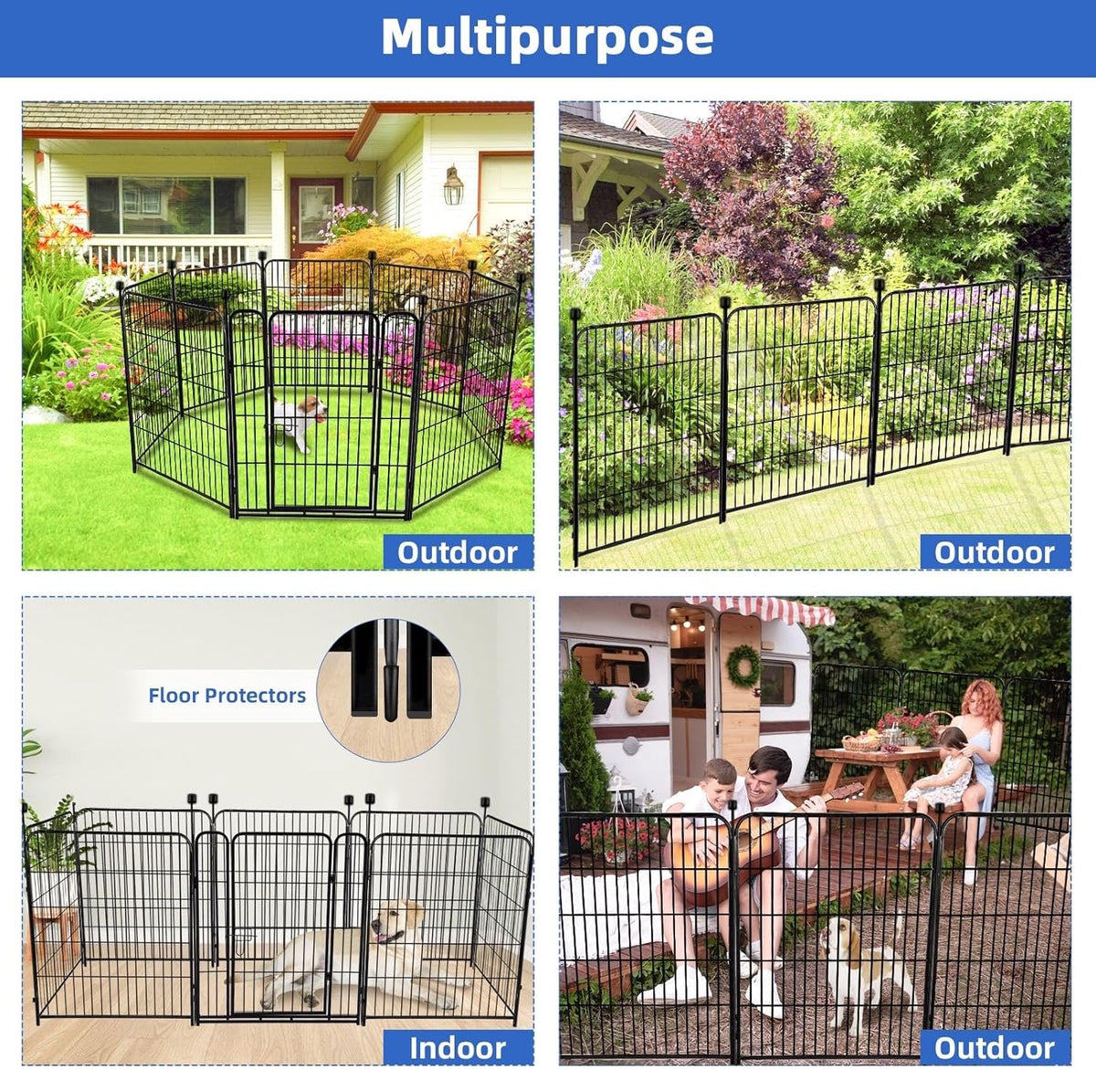 ADAVIN Tall Garden Fence 40 in(H)×31 Ft(L) 14 Panels, Heavy Duty Iron Metal Fence with Gate Low