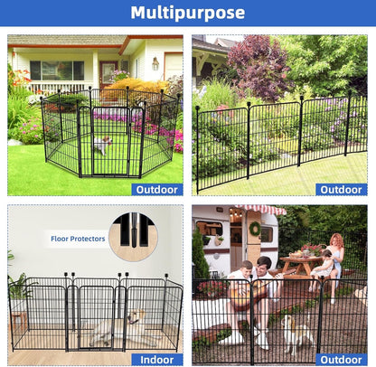 ADAVIN Tall Garden Fence 40 in(H)×31 Ft(L) 14 Panels, Heavy Duty Iron Metal Fence with Gate Low