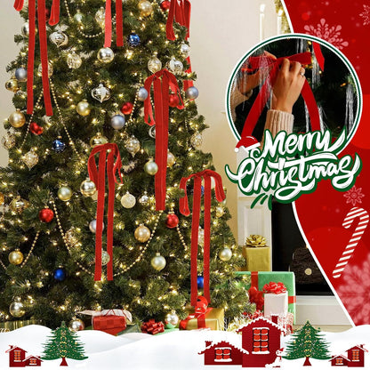Draupnir Velvet Christmas Bow 10 PCS Red Velvet Bows for Christmas Tree Topper Staircase Wreath