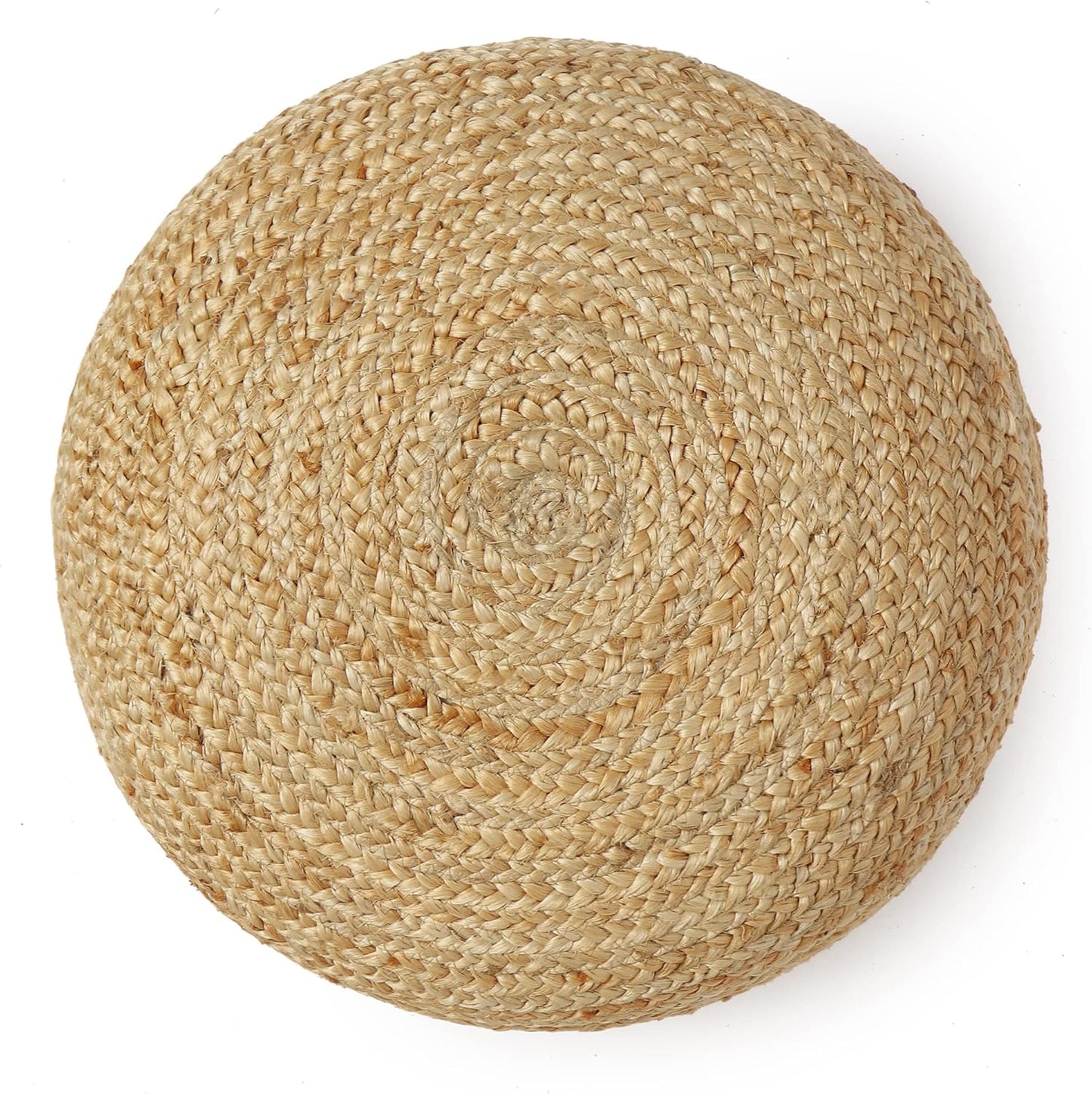 REDEARTH · Jute Circular Low Pouf Ottoman - Braided Pouffe Accent Sitting Round Footrest for Living