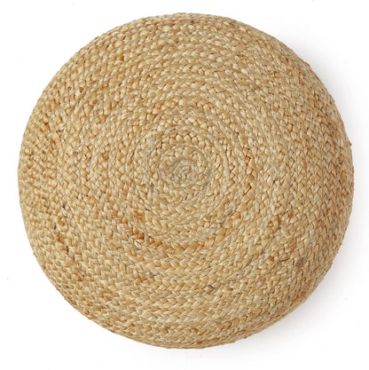 REDEARTH · Jute Circular Low Pouf Ottoman - Braided Pouffe Accent Sitting Round Footrest for Living