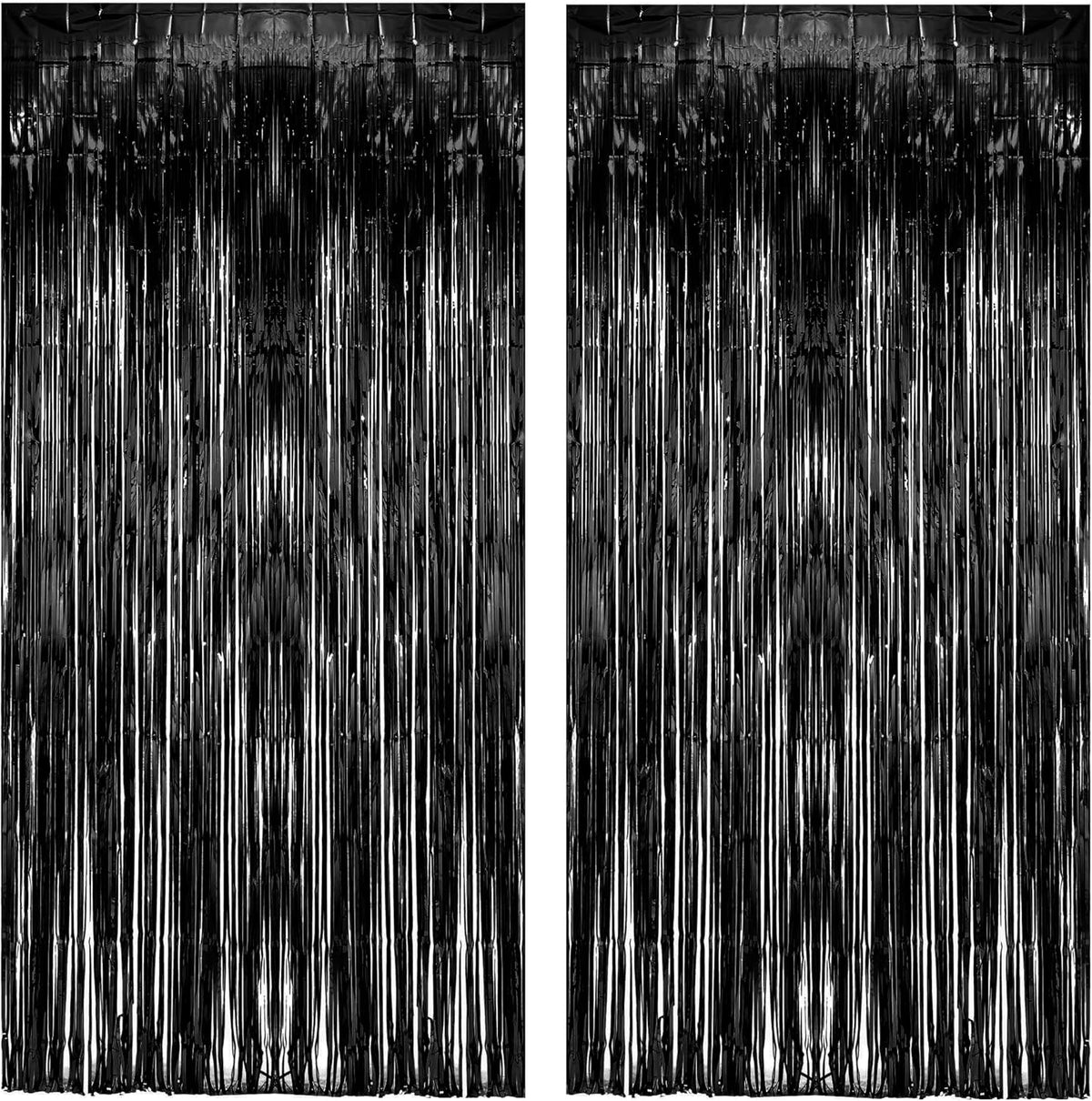Black Tinsel Backdrop Curtain - GREATRIL Tinsel Curtain Party Backdrop Streamers for Wizard