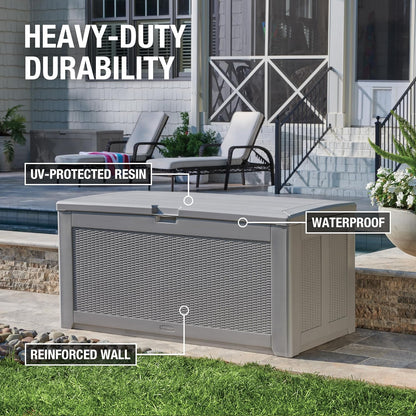 Rubbermaid Extra Large Resin Outdoor Storage Deck Box (134 Gal), Weather Resistant, Gray, Deck