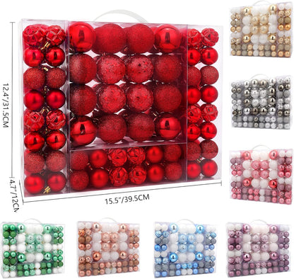 87ct Christmas Ball Ornaments Set Shatterproof Seasonal Hanging Decorations with Reusable Hand-held