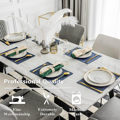 Home Brilliant Set of 4 Placemats Blue Placemats Heat Resistant Dining Table Place Mats Kitchen