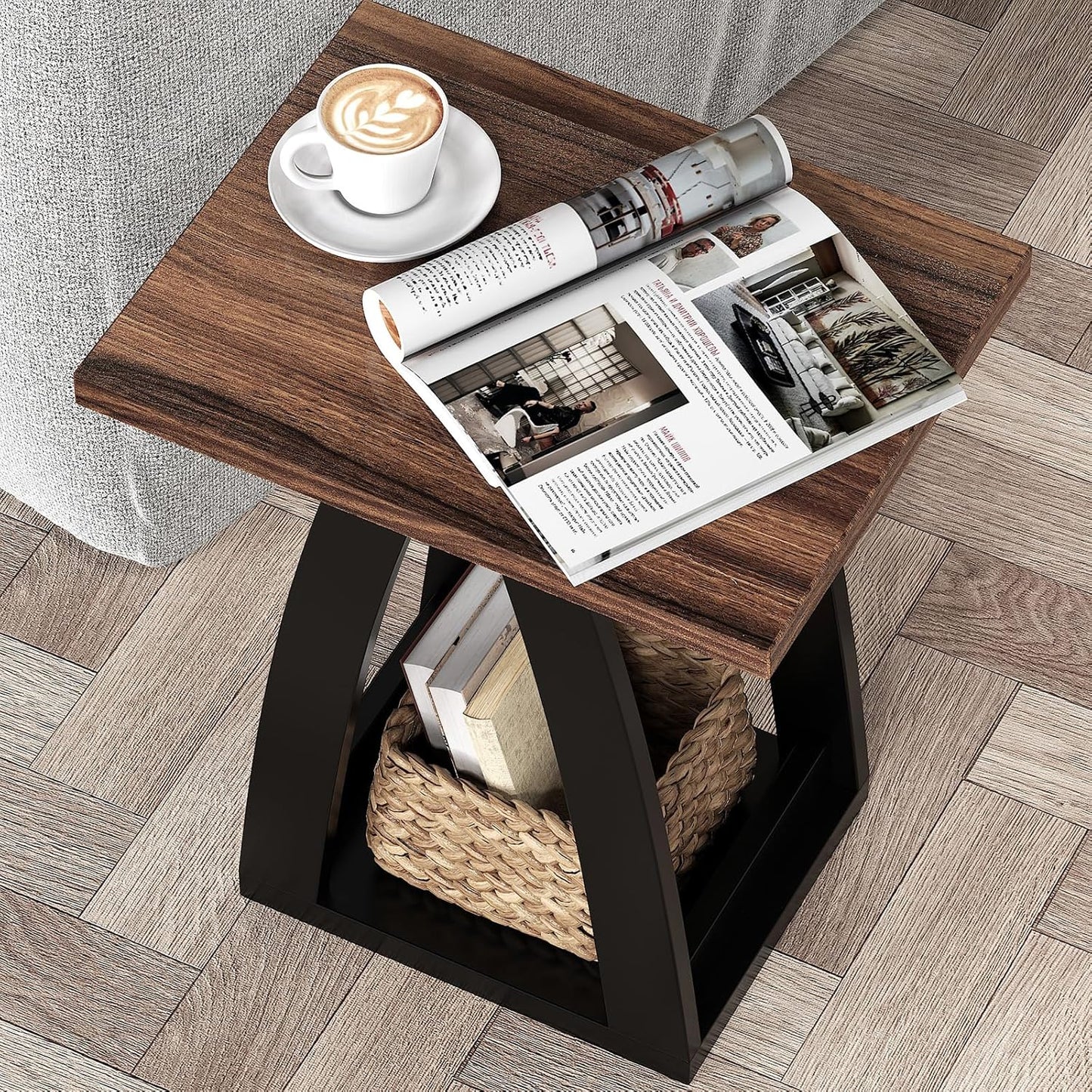End Table, Side Table, Nightstand, Sofa Side Table with Shelf, Modern End Table for Living Room
