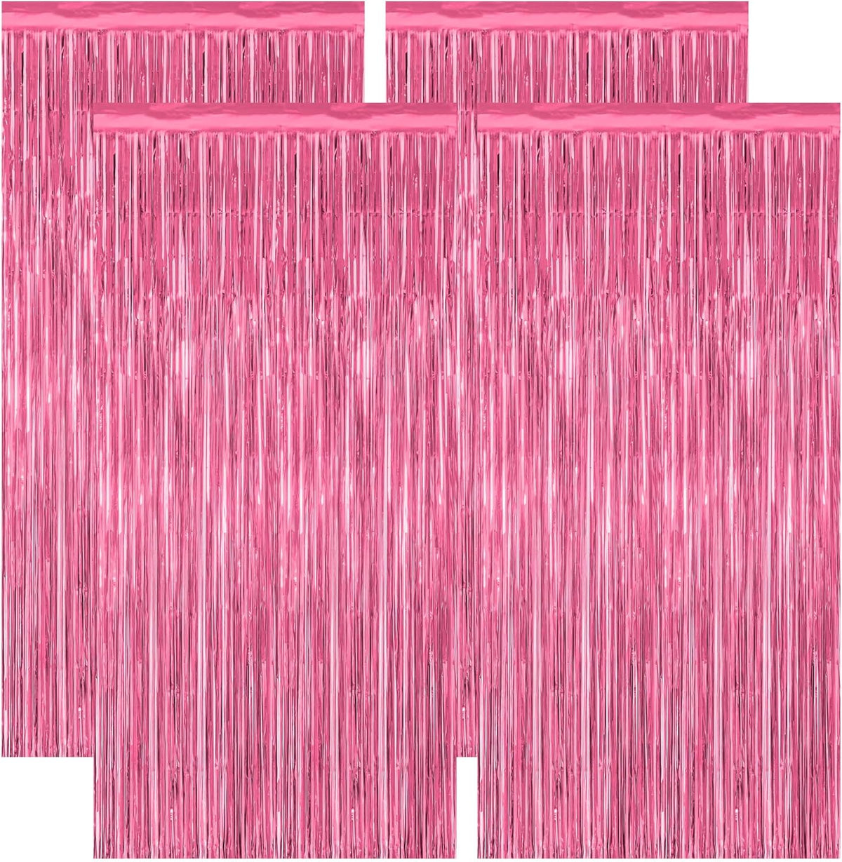 4 Pack Birthday Decorations, 3.28 FT x 7.05 FT Pink Backdrop, Metallic Happy Birthday Backdrop