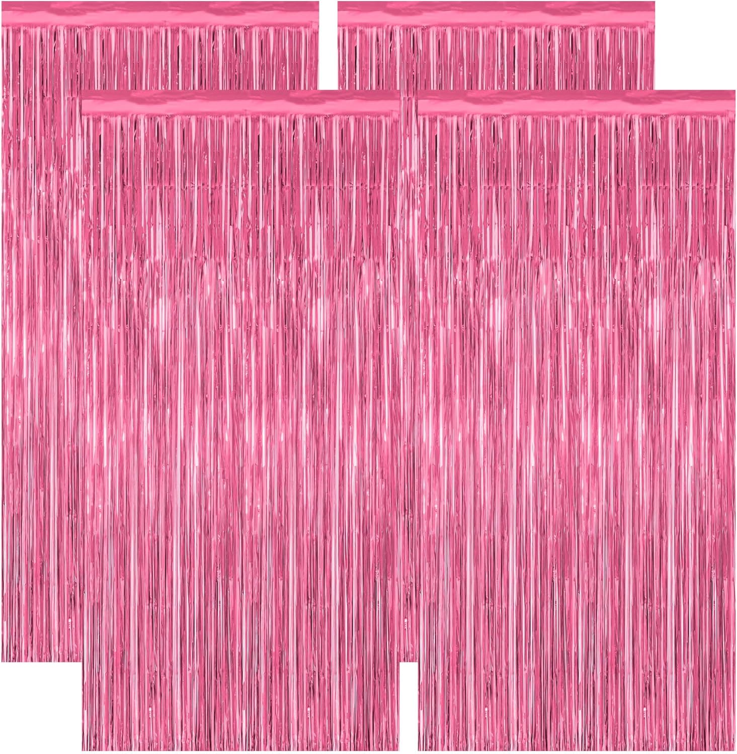 4 Pack Birthday Decorations, 3.28 FT x 7.05 FT Pink Backdrop, Metallic Happy Birthday Backdrop