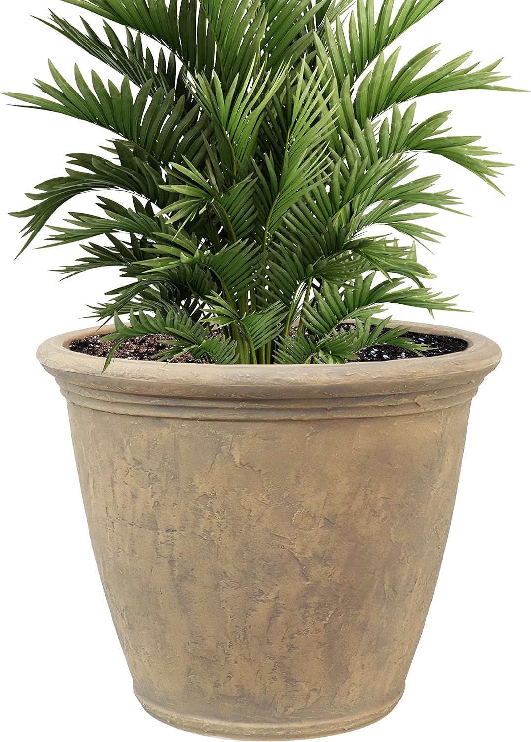 Sunnydaze 24-Inch Anjelica Large Plastic Pot for Plants - Outdoor Polyresin Round Planter with