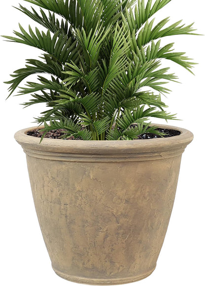 Sunnydaze 24-Inch Anjelica Large Plastic Pot for Plants - Outdoor Polyresin Round Planter with
