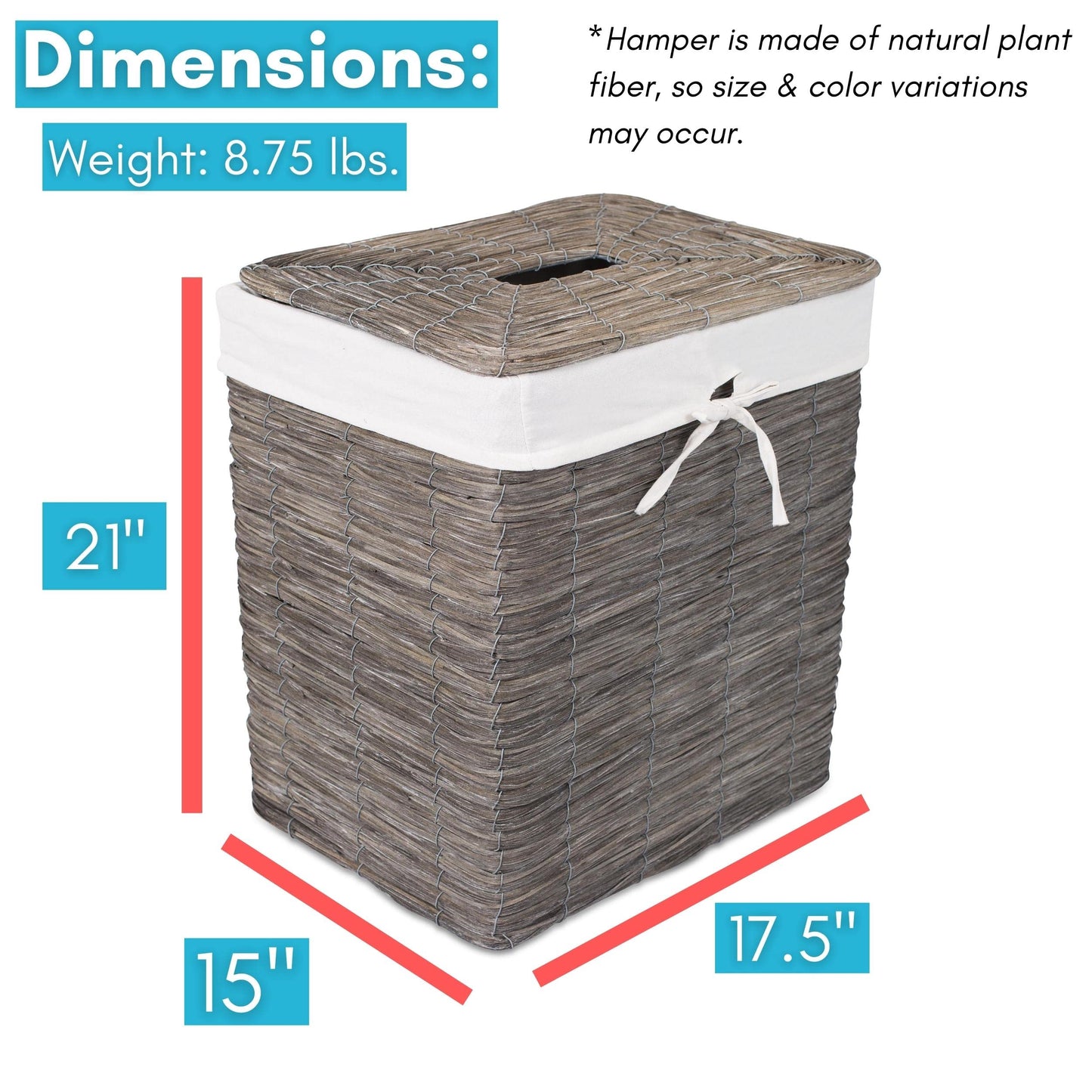 BirdRock Home Rustic Woven Wood Peel Laundry Hamper with Lid | Thin Weave Laundry Basket |