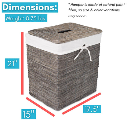 BirdRock Home Rustic Woven Wood Peel Laundry Hamper with Lid | Thin Weave Laundry Basket |
