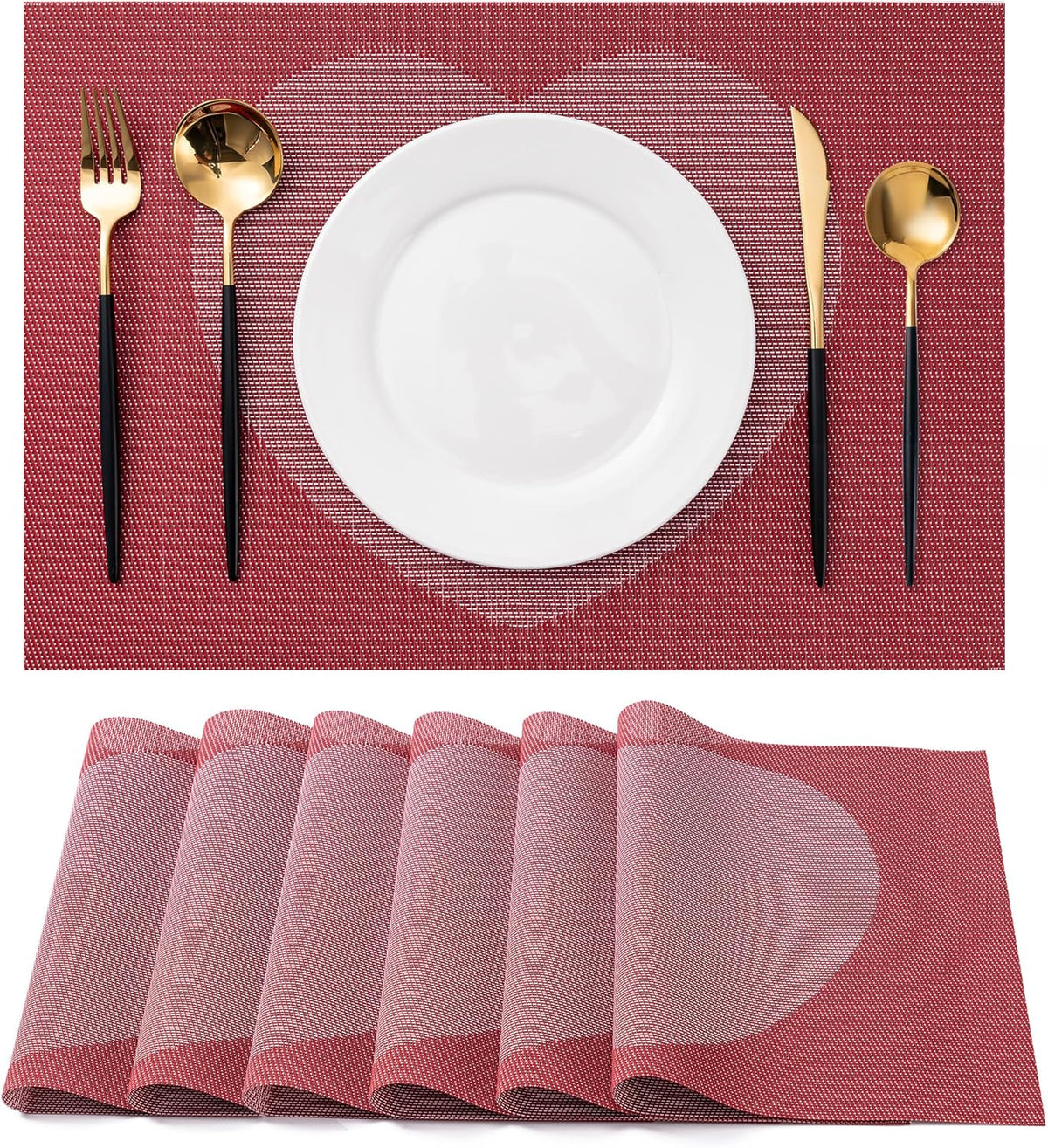 CADONO Placemats Set of 6 Washable Indoor/Outdoor Vinyl Place Mats for Dining Table Durable