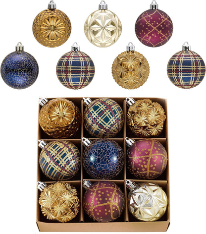 Valery Madelyn Ornaments for Christmas Trees, 9ct 2.36 Inches Bronze Copper Gold and Purple