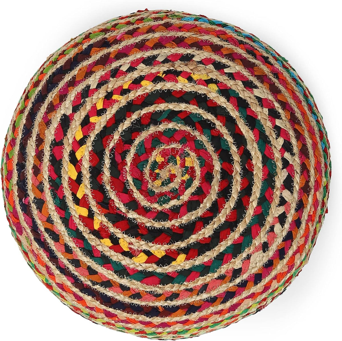REDEARTH Round Pouf Ottoman - Braided Boho Poof Home Décor Pouffe Accent Sitting Circular Foot Rest