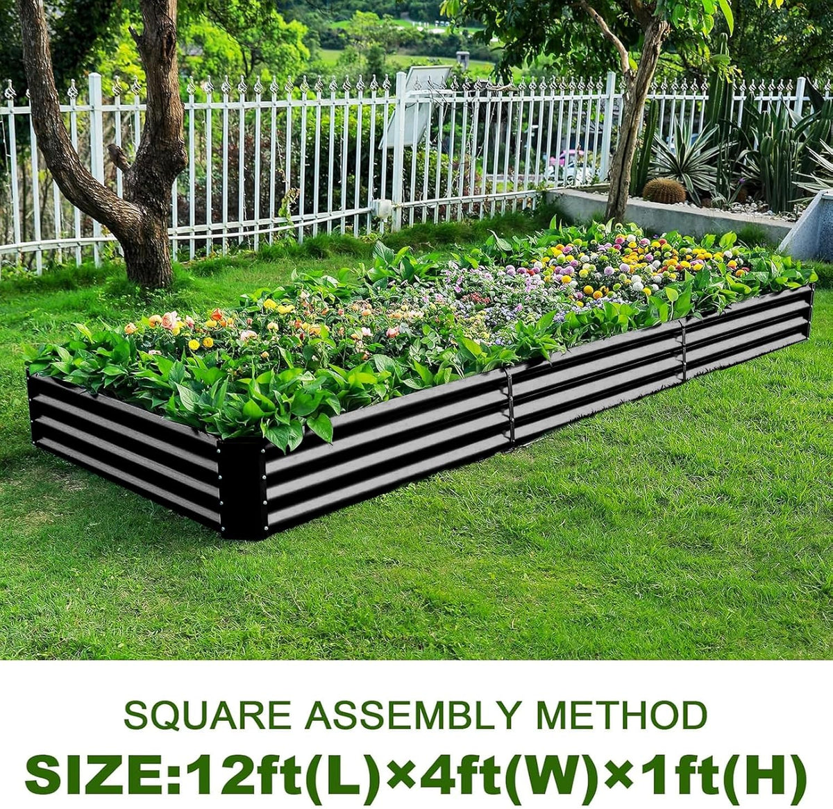 Land Guard 12×4×1ft Galvanized Raised Garden Bed Kit for Vegetables 2 Pack, Galvanized Super Large