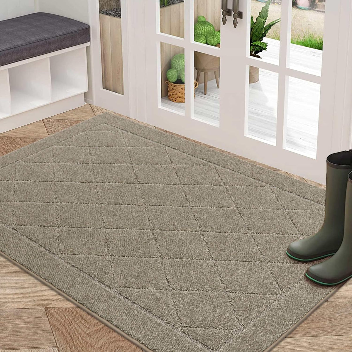 BEQHAUSE Dirt Trapper Door Mat 32" x 48", Doormat Non-Slip Entryway Rugs Washable, Dog Door Mat