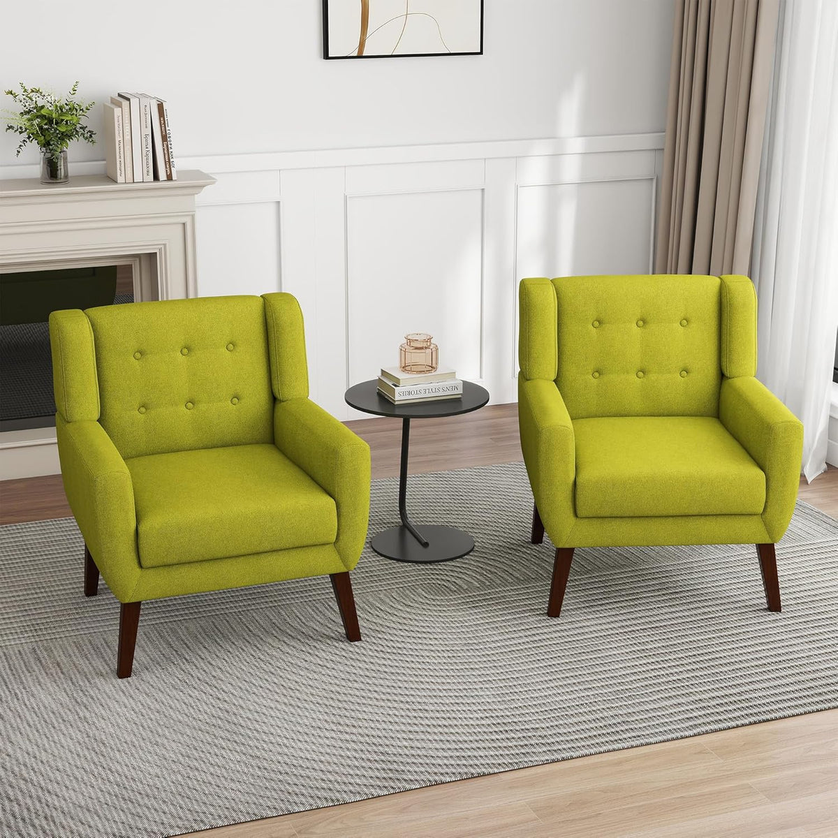 UIXE Accent Chairs Set of 2, Modern Upholstered Arm Chair, Mid-Century Club Armchair Comfy Single