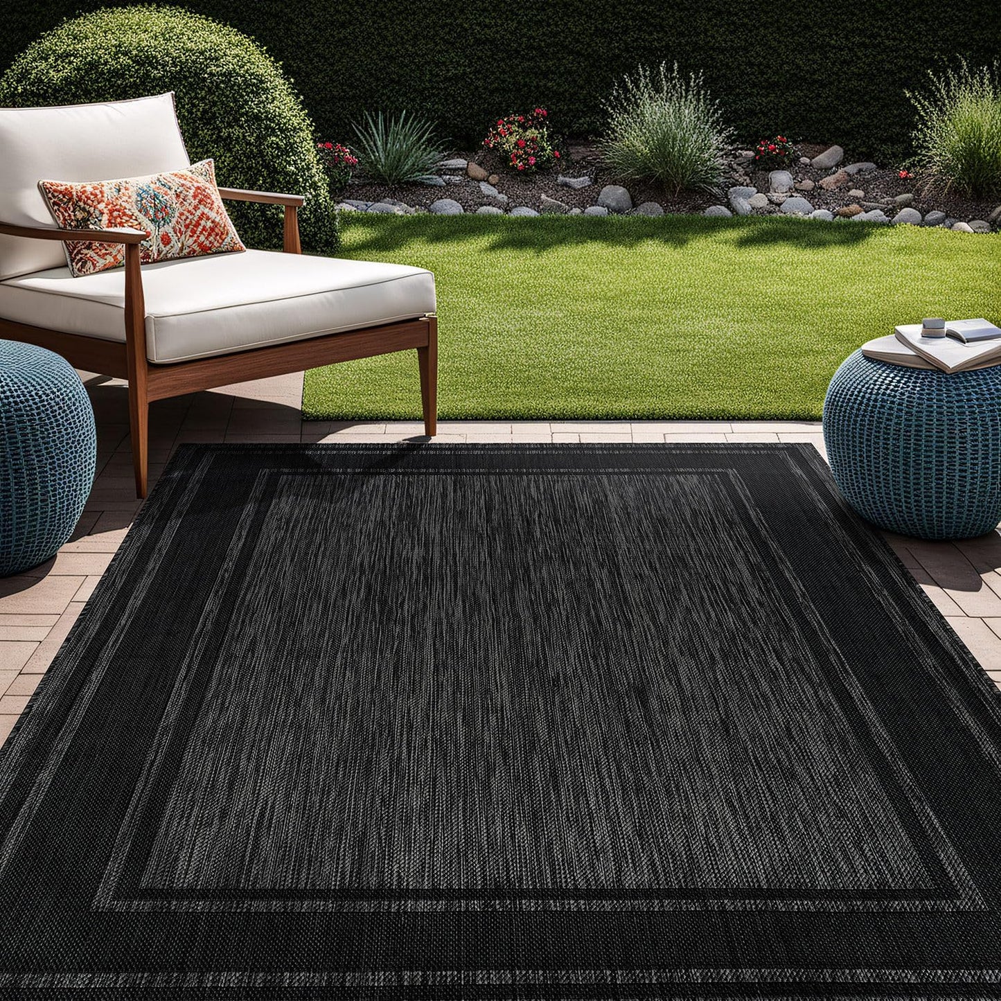 Beverly Rug Large Outdoor Rug 10x14 Modern Bordered Area Rugs for Indoor and Outdoor Patio Deck