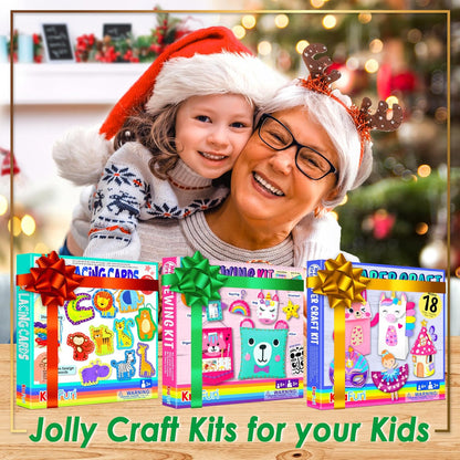 KRAFUN My First Unicorn Bunny Paper Craft Kit for Toddlers and Girls Age 3-8 Years Old, Include 18