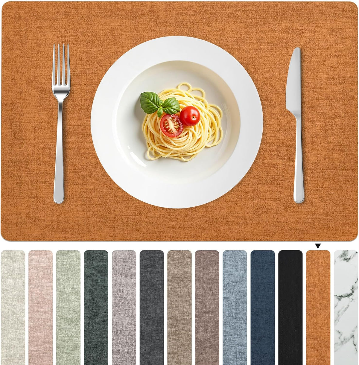 FROMHEART Faux Leather Placemats Set of 8–Waterproof,Heat/Oil Stain-Resistant PU Table