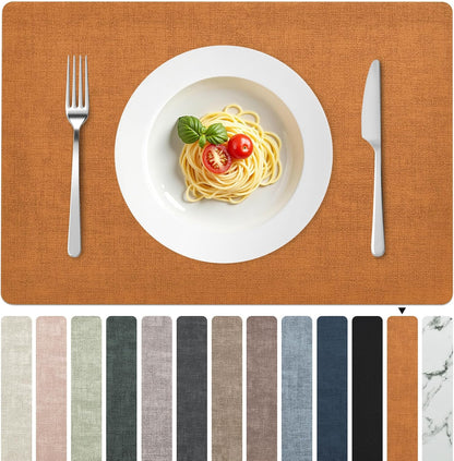 FROMHEART Faux Leather Placemats Set of 8–Waterproof,Heat/Oil Stain-Resistant PU Table