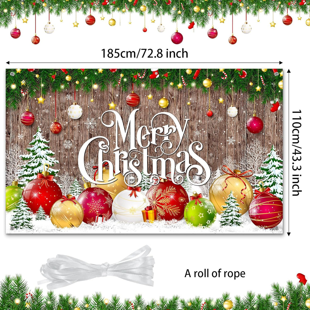 Irenare Christmas Backdrop Merry Christmas Banner Party Decoration Xmas Photography Background