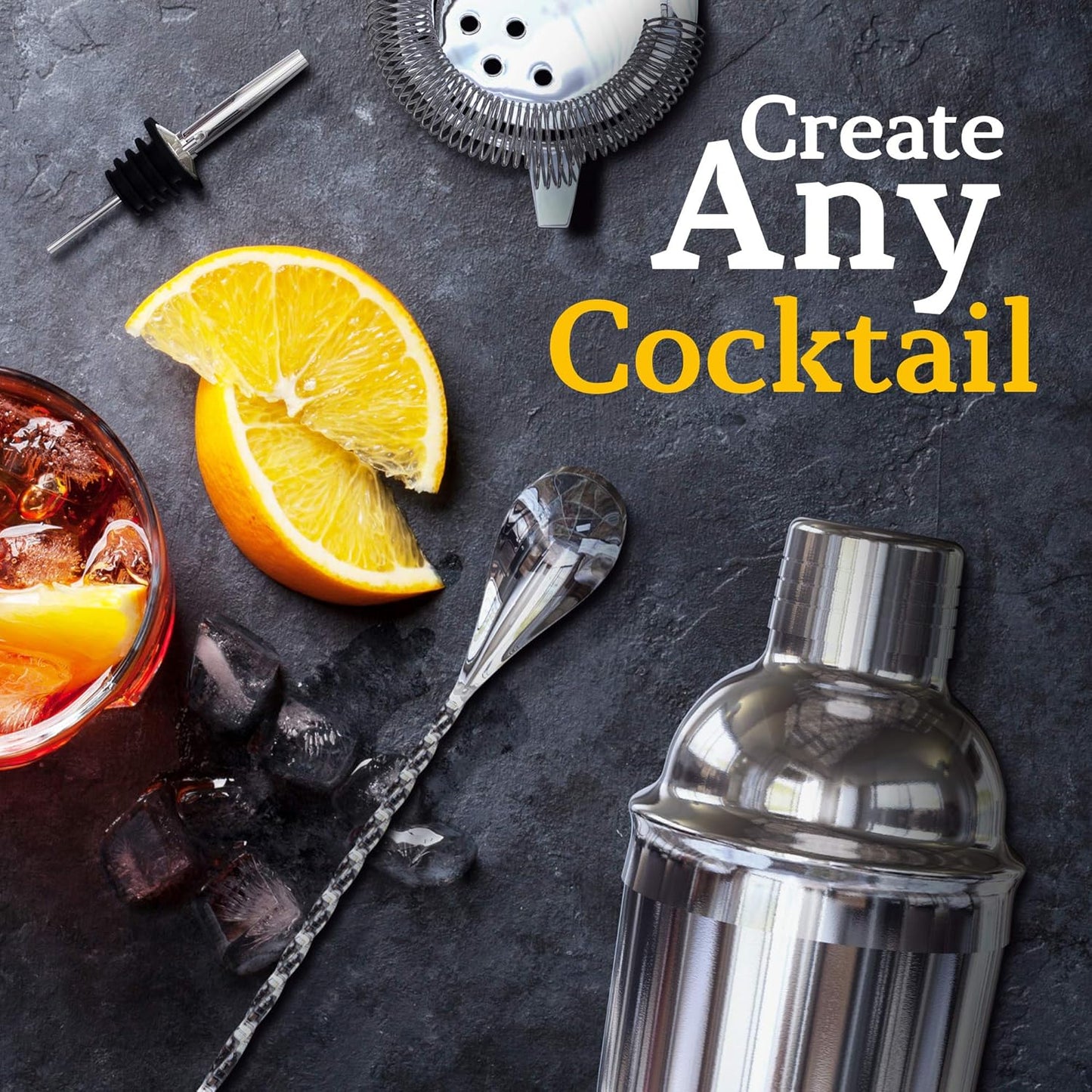 Highball & Chaser 13-Piece Cobbler Cocktail Shaker Set Stainless Steel Mixology Bartender Kit With