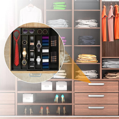 Bellsal Black Silverware Organizer Kitchen Drawer Organizer Expandable Bamboo Utensil Holder