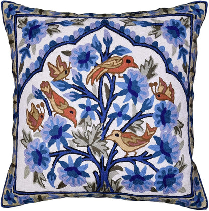 Blue Tree of Life Pillow Cover Blues Birds Floral Decorative Pillowcase Flower Outdoor Suzani