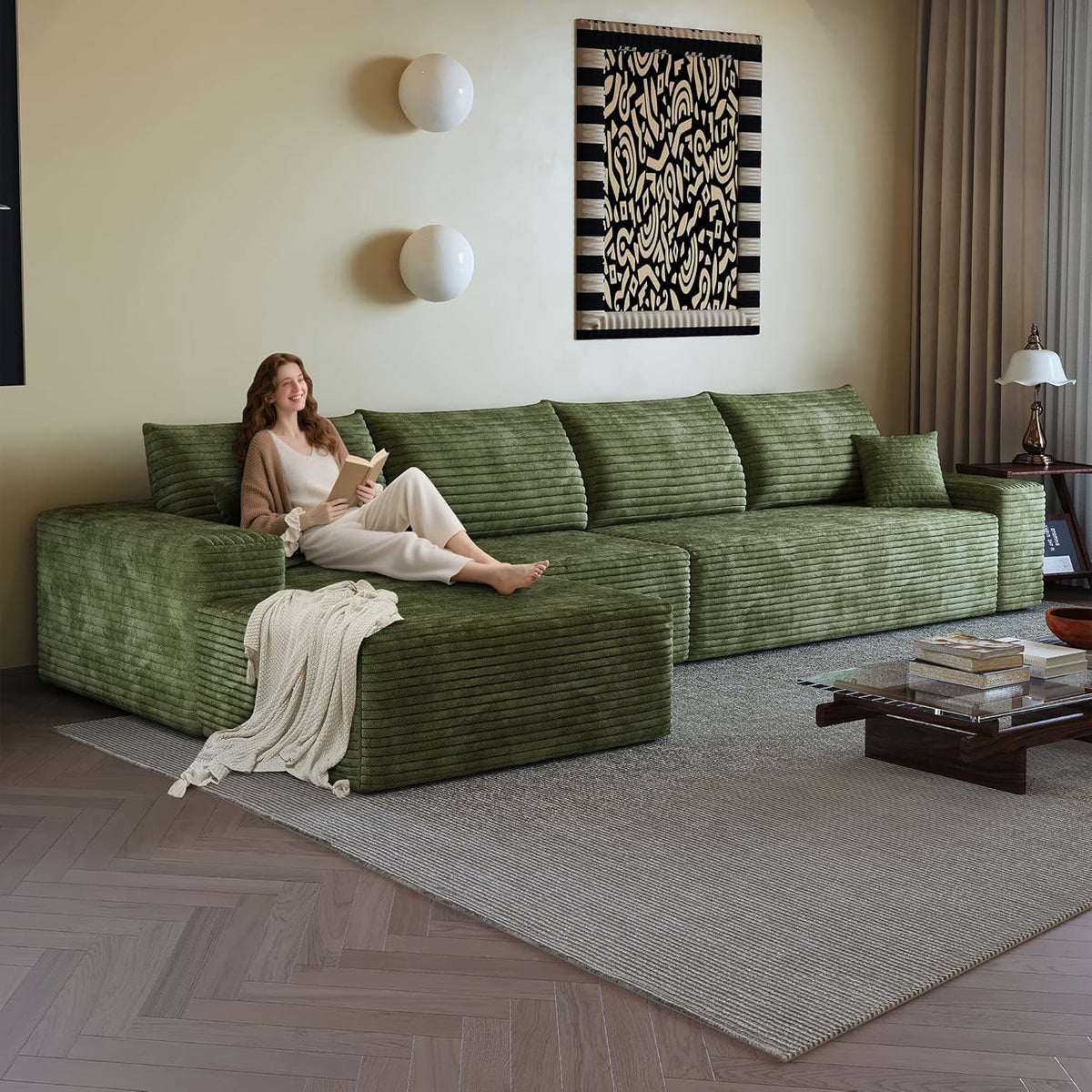 108" Sectional Couches for Living Room Modern Modular Sofa with L-Shape Couchs Upholstered Boneless