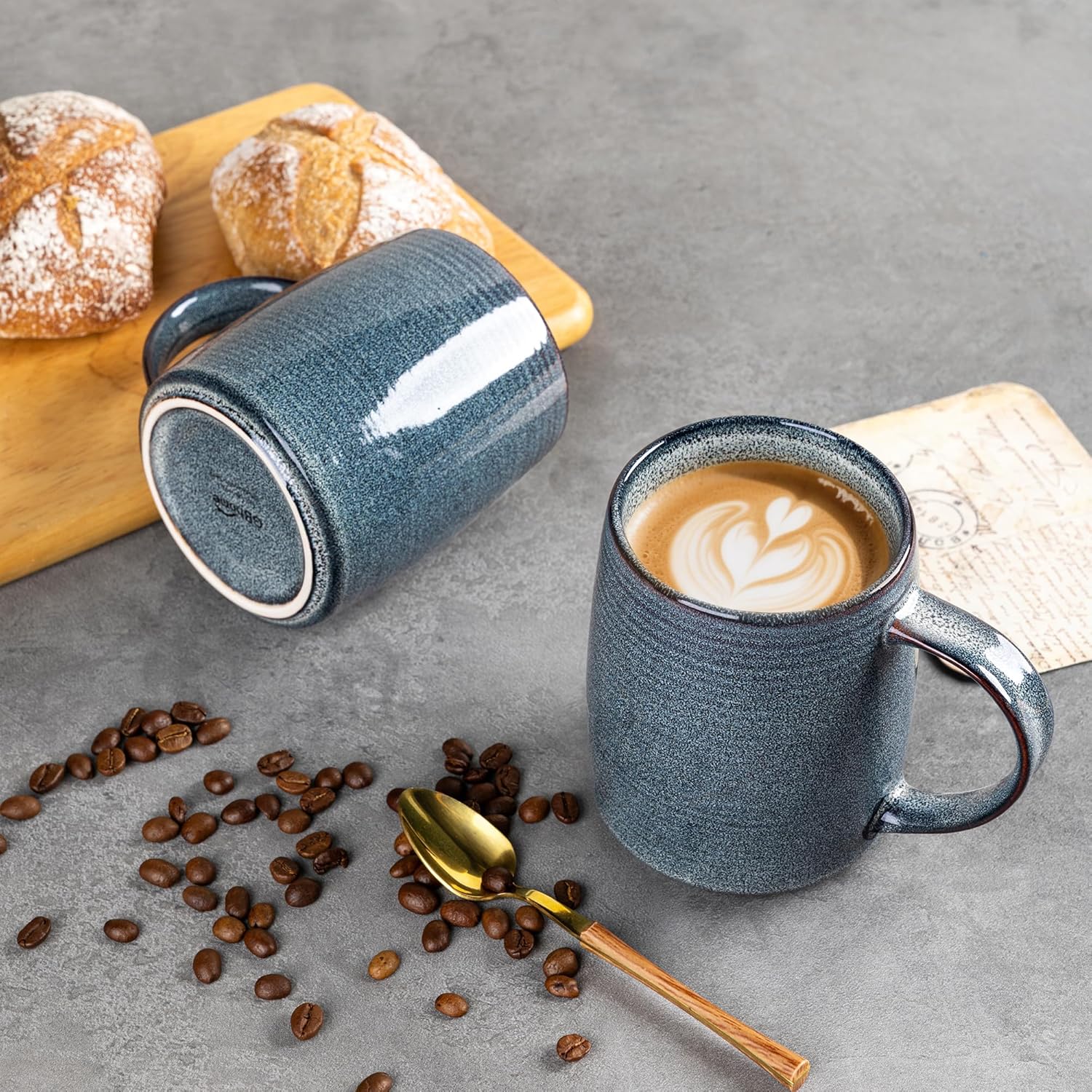 GBHOME Large Coffee Mugs Set of 4, 18oz Handmade Ceramic Coffee Mugs Set with Gradient color for