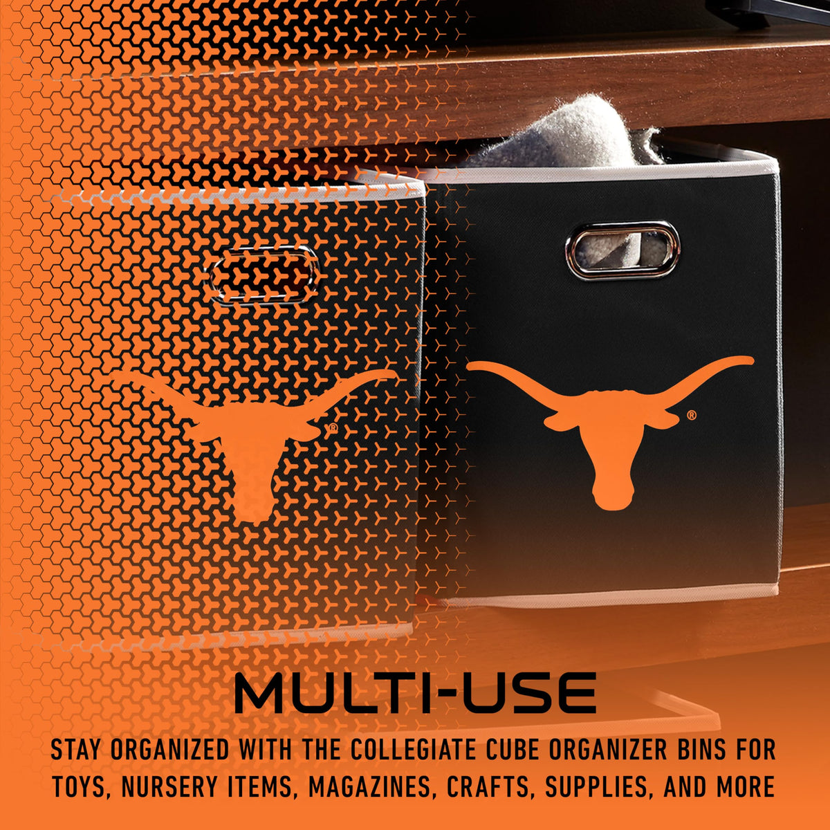 Franklin Sports NCAA Storage Bin - Cube Organizer - Texas