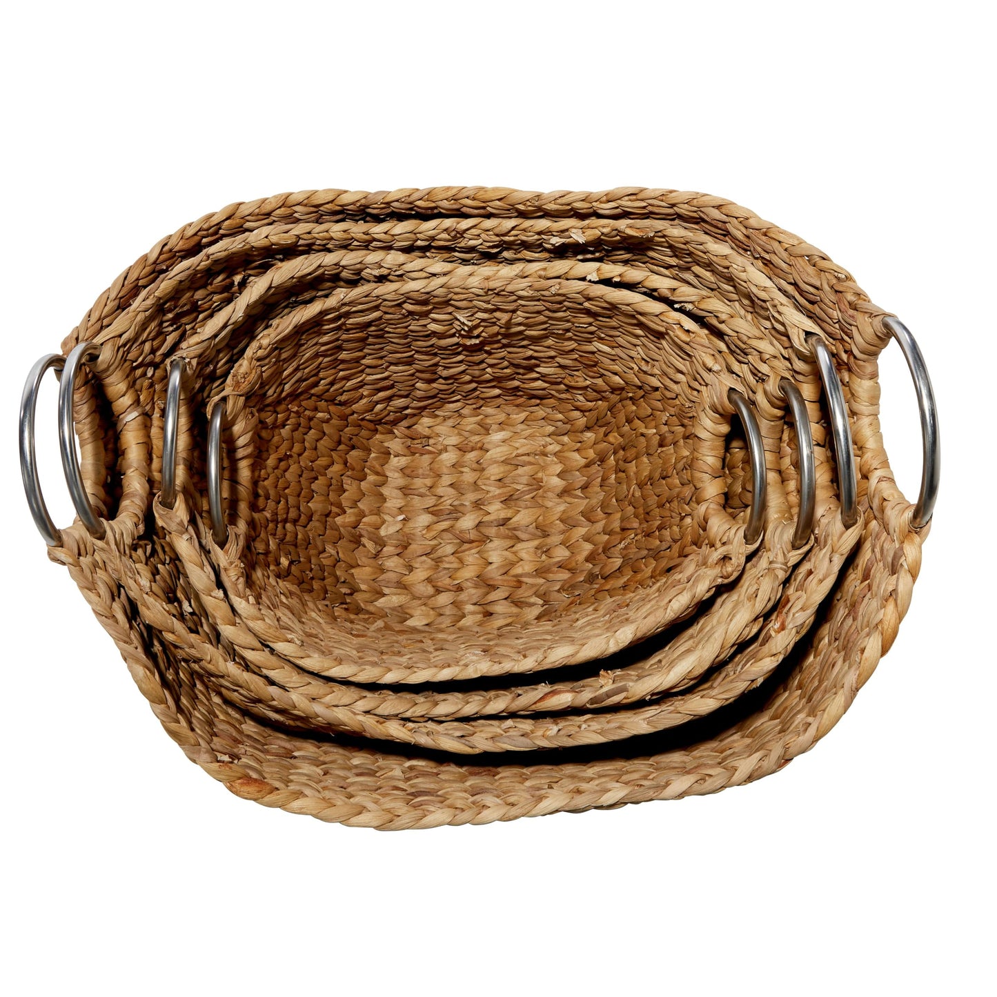 Deco 79 Seagrass Handmade Decorative and Functional Storage Basket Woven Curved Basket Organizer