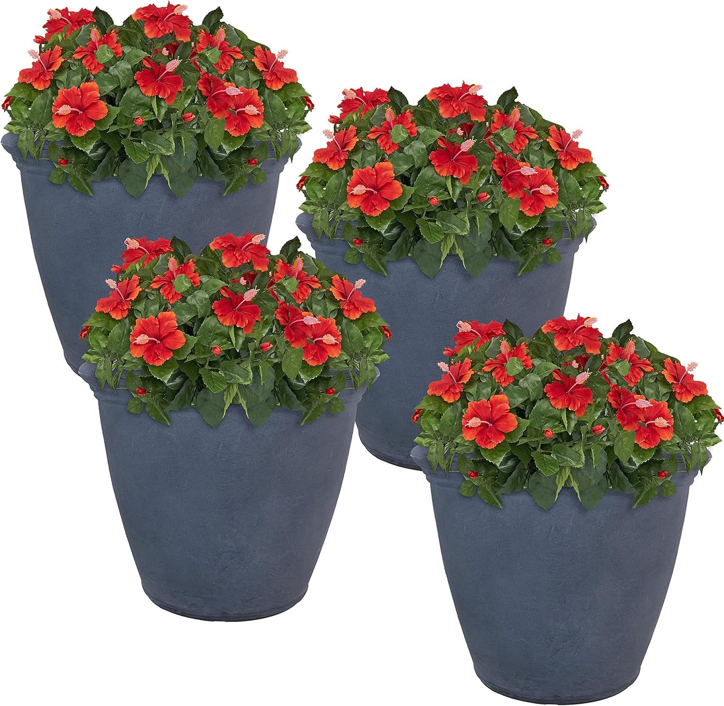 Sunnydaze 20-Inch Anjelica Large Plastic Pot for Plants - Outdoor Polyresin Round Planter with